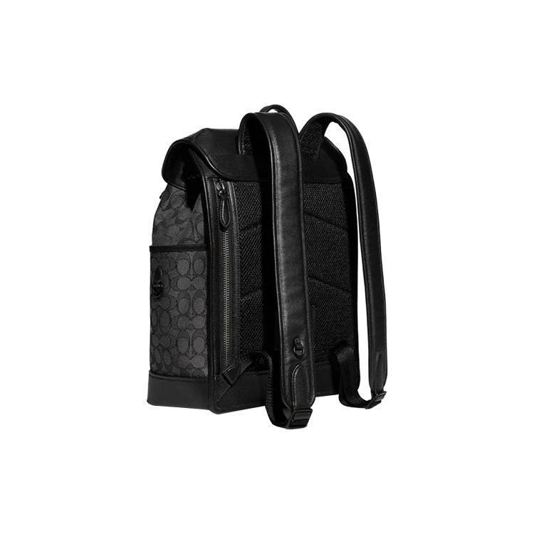 New COACH League Fabric With Refined Calfskin Backpack Large Men's Black CC071-MI5