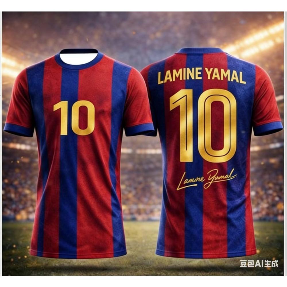 2026 Nuova Maglia da Calcio Stampata 3D per Tifosi Lamine Yamal T-shirt Sportiva Traspirante Asciugatura Rapida per l'Estate all'Aperto