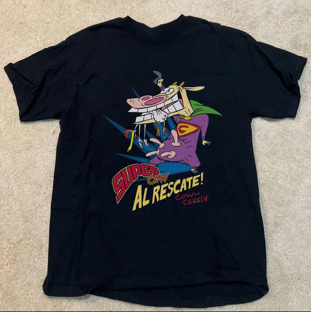 Cow And Chicken Super Cow Unisex Cotton T-Shirt S To 3XL CV02 Unisex T-Shirt XXL