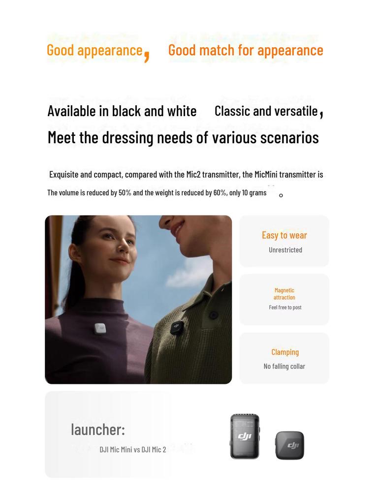 DJI Mic Mini: Wireless Noise-Reduction Clip-On Microphone for Live Broadcasting, Vlogs, Interviews, and Mobile Phone Recording.