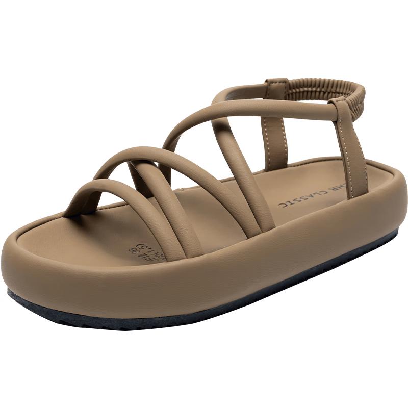 ZHR Women s French Roman Flat Sandals 36 коричневый