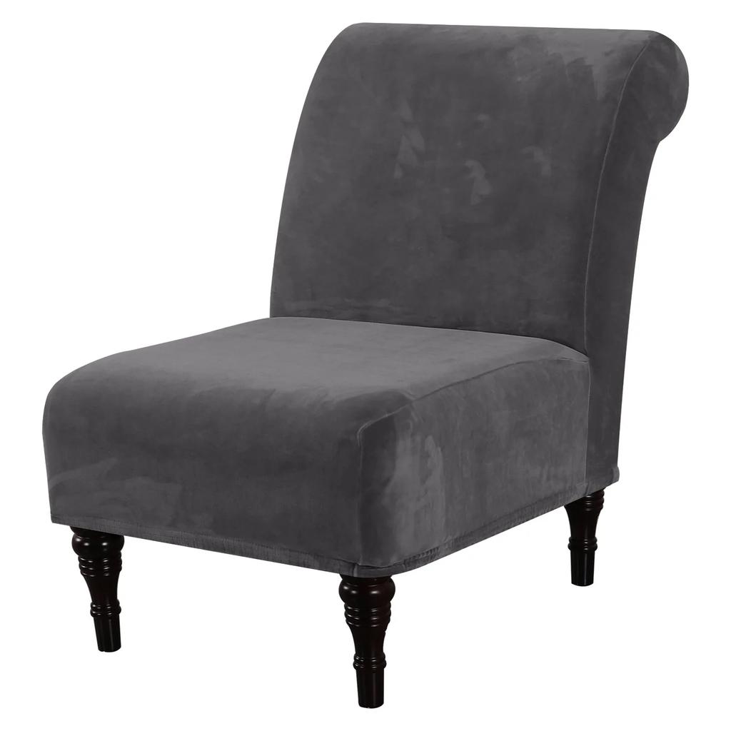 Velvet Accent Chair Covers High Stretch Armless Chair Covers for Living Room Luxury Thick Velvet Chair Slipcovers
