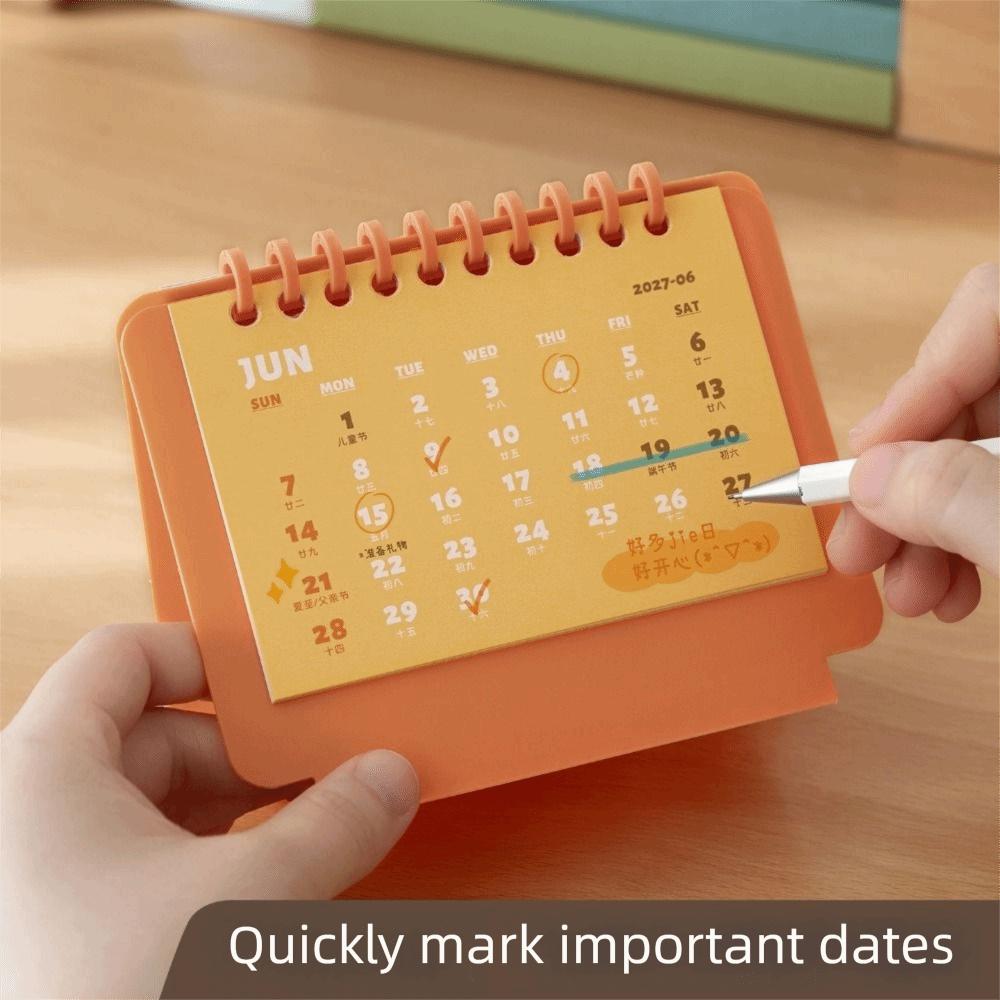 Portable 2027 Mini Desk Calendar Spiral Binding Daily Planning Calendar Agenda Planner
