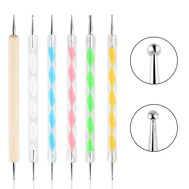 DIY Manicure Tools: Nail Art Dotting Pen, Spiral Rod Hook Pen & Drawing Painting Marbleizing Tool