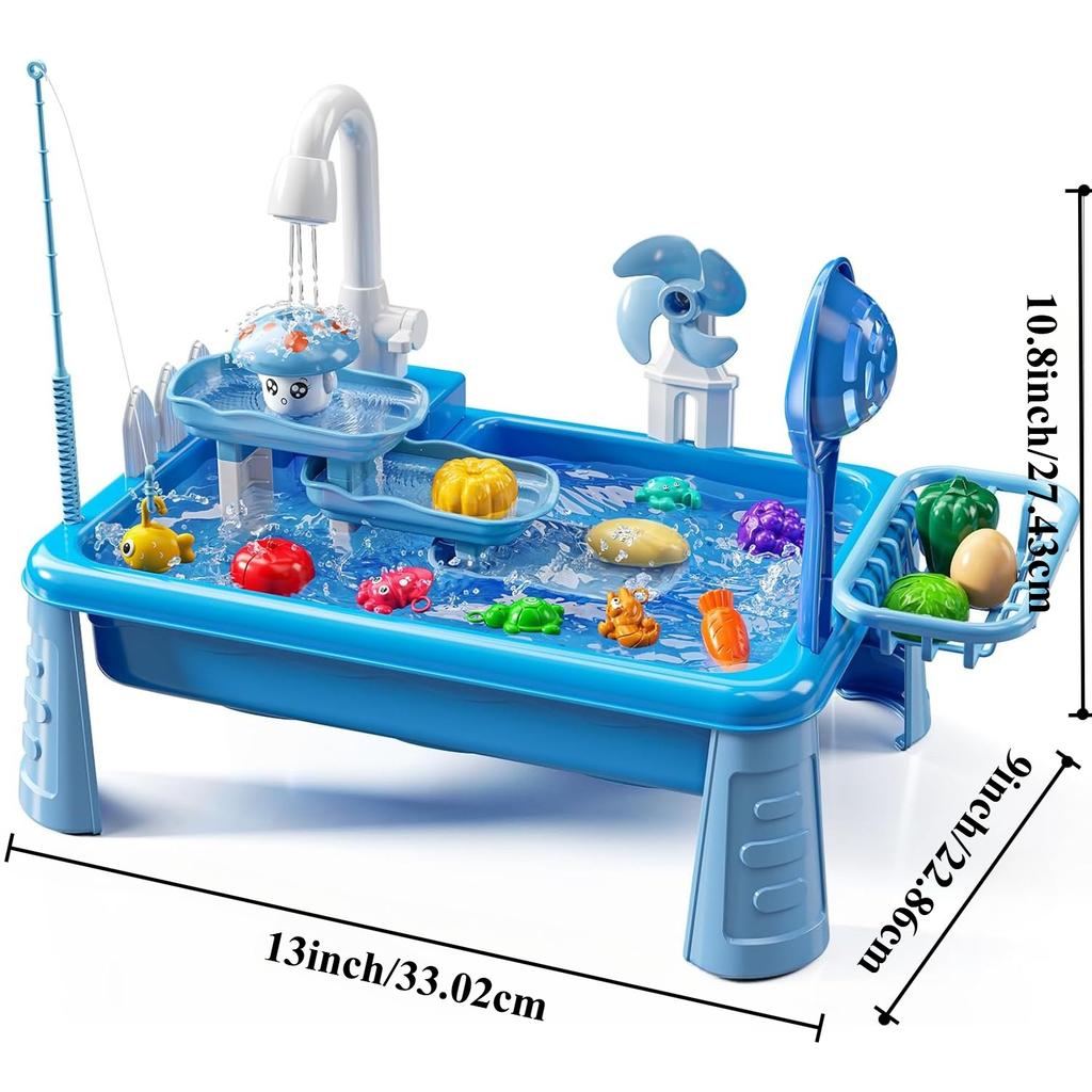 Wassertisch Spielspüle Spielzeug für Kinder Außenküche mit fließendem Wasser Angelspiele Kleinkind Wasserspieltisch Strand Outdoor-Spielzeug