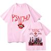 BABYMONSTER PSYCHO T-shirt 100% Coton T-shirt Graphique Hauts Tendance T-shirts Manches Courtes Col Rond Unisexe Confort Vêtements Doux