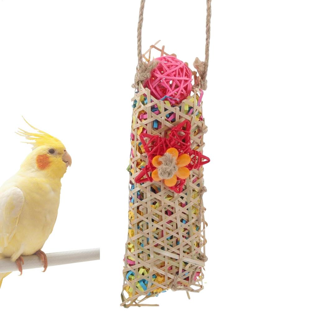 Juguetes para Pájaros Loros Periquitos Forrajeo Trituradora de Papel Juguetes Coloridos Cuerda Perca Columpio Papel Accesorios Jaula Soporte Para