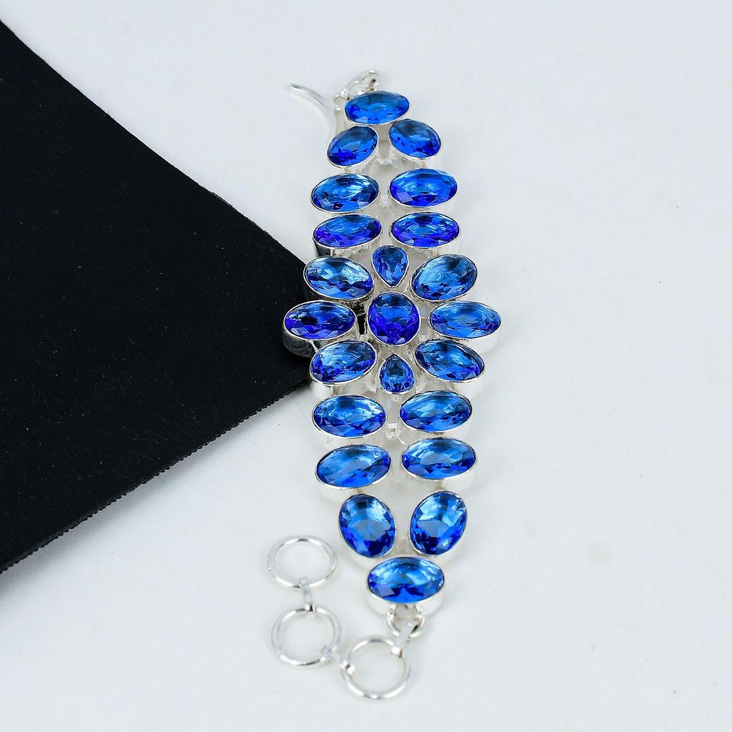 Tanzanite Silver Dainty Bracelet, Tanzanite Gemstone, Tanzanite Handmade Bracelet Jewelry, Blue Color Tanzanite Bracelet, Gift For Her