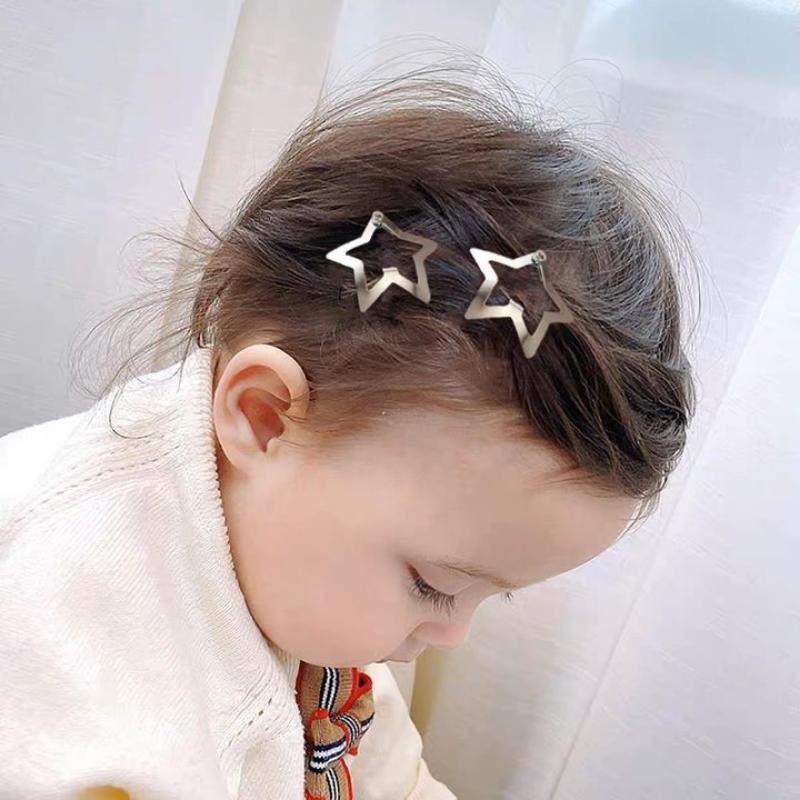 2/4/10/20/40/50/100pcs Silver Color Star Hair Clips for Girls Filigree Star Metal Snap Clip Hairpins Barrettes