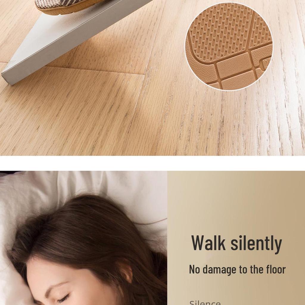 Jie Liya Linen Non-Slip Slippers - Unisex, Plus Size, Silent, Indoor/Office, All-Season