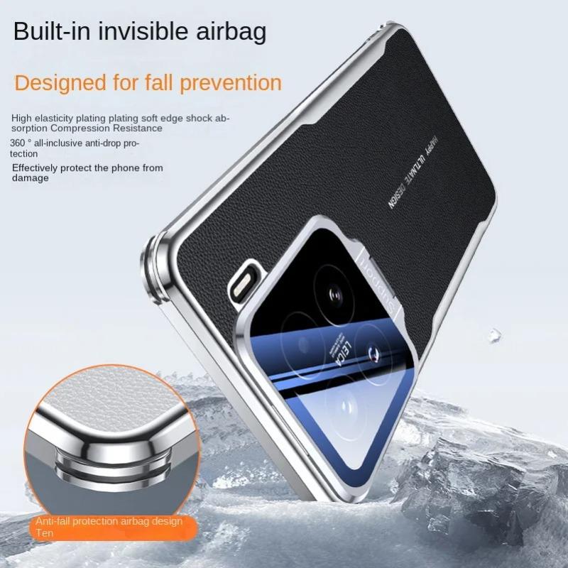 Luxury Plating Leather Metal Lens Holder Case for Xiaomi 15 Pro 15 Ultra Shockproof Bumper Protective Cover Xiaomi Mi 15Pro