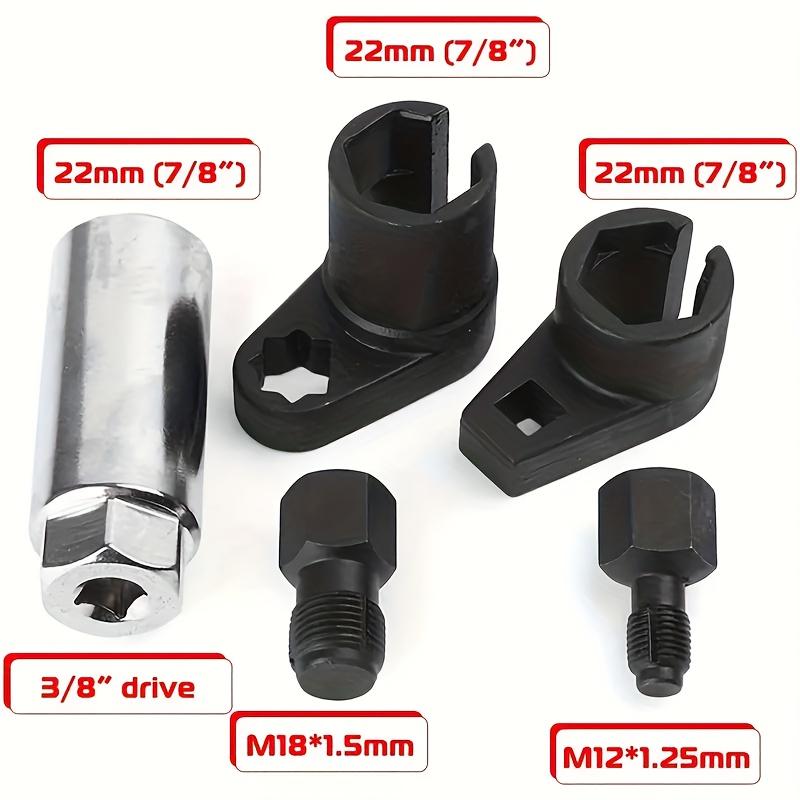 5-piece Set of Automotive Oxygen Sensor Socket Offset Wrench 22MM Socket 1/2 "3/8" Drive Thread Oxygen Sensor Disassembly Tool