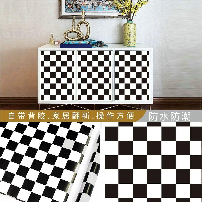 Papel de parede autoadesivo 45CM DIY parede de fundo em grade autoadesivo estilo retrô decoração de casa quarto sala de estar parede de fundo