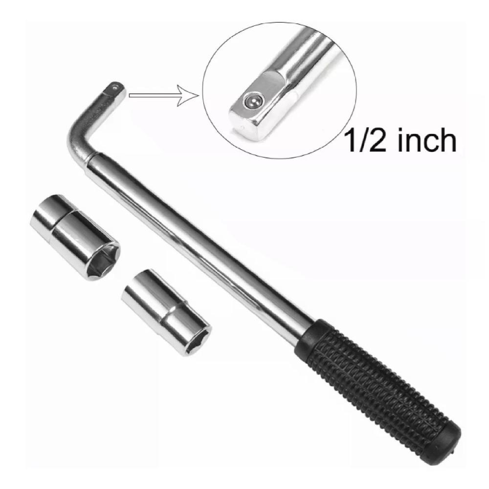 Telescoping L Type Wheel Wrench 17/19mm and 21/22mm Sockets Tire Iron Wrench Auto Repair