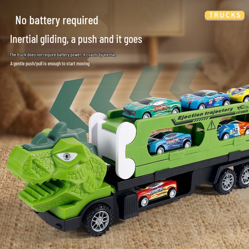 Children's Transforming Dinosaur Track Car with Storage, Alloy Material, Boys' Toy, Extended Edition 