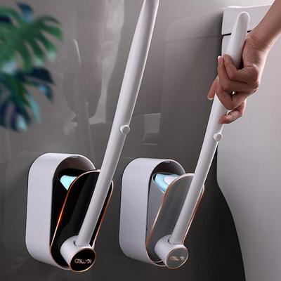 Wall-Mounted Disposable Toilet Brush Set with Self-Cleaning Replacement Head