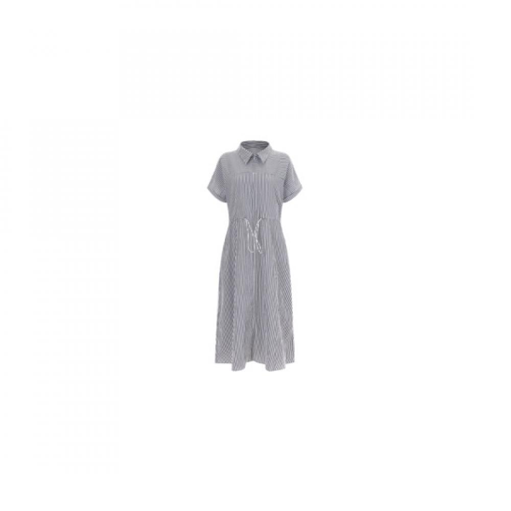 Shop Women S Stripe Collar Neck Half Open waiSt String Short Sleeve dreSS Bl