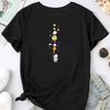 Unisex Graphic Tee With Astronaut Holding Planets Print Loose Streetwear Casual Top Durable Daily Leisure Wear For All Seasons
