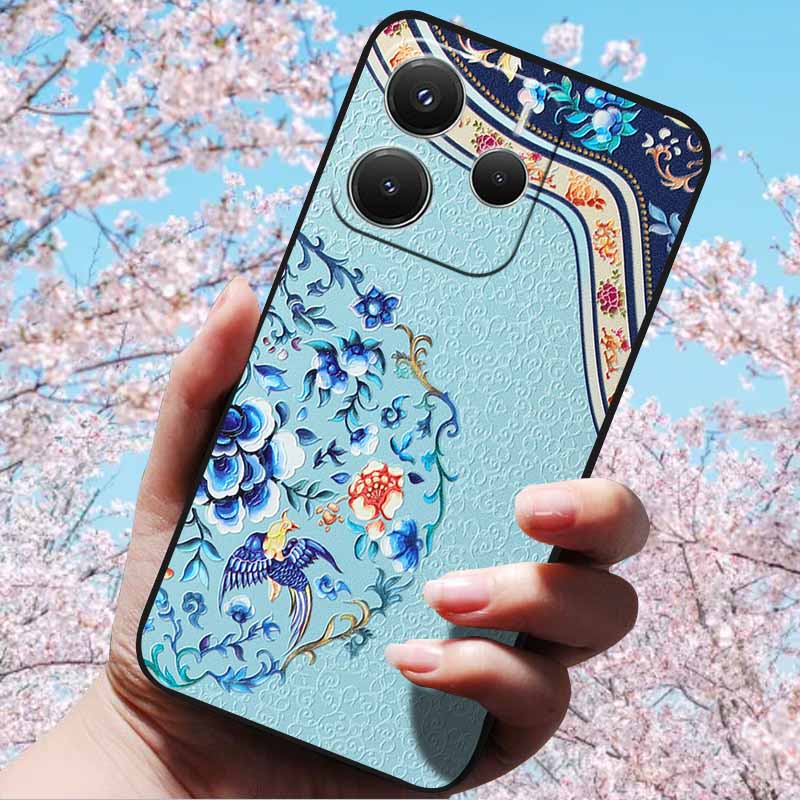For Xiaomi Redmi Note 14 5G 4G Cases 3D Relief Embossed Retro Soft Silicone Covers For Redmi Note 14 5G Global Version 3D Cases