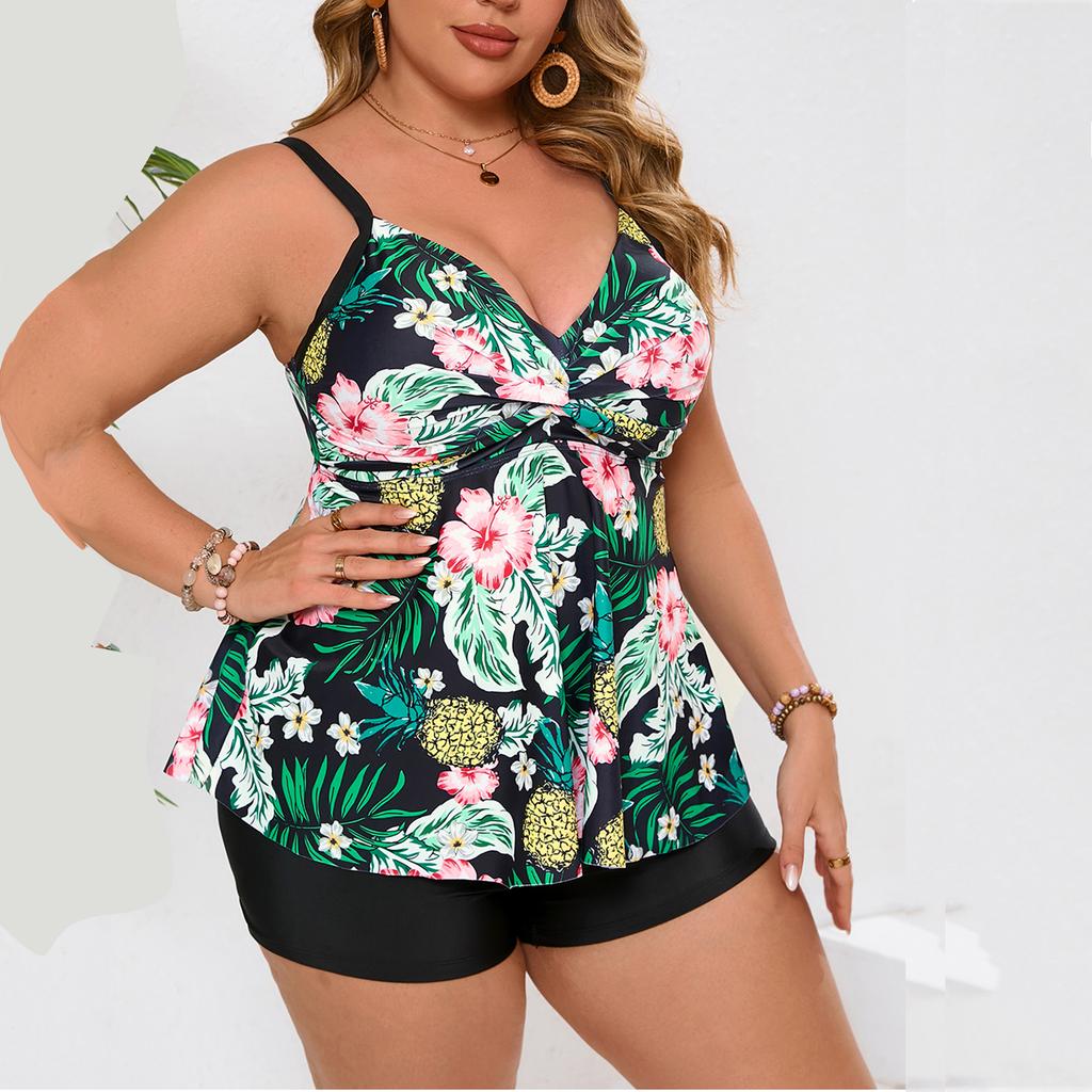 Women's Two-Piece Bikini Set Large Size Skirt Split Swimsuit