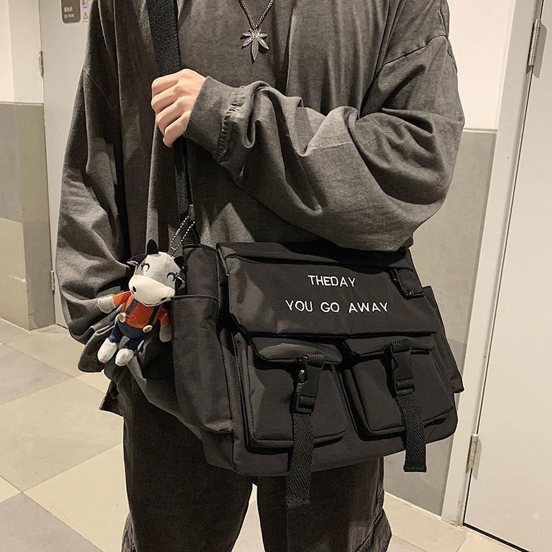 One shoulder messenger bag men's trendy tooling bag large capacity men's trendy brand street trend hip hop casual mailman bag