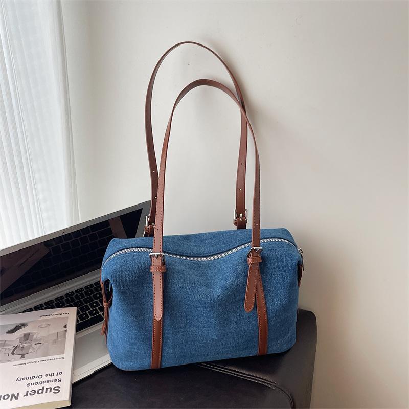 Bag Large capacity women's denim underarm bag 2025 new simple pillow bag versatile shoulder bag one piece delivery