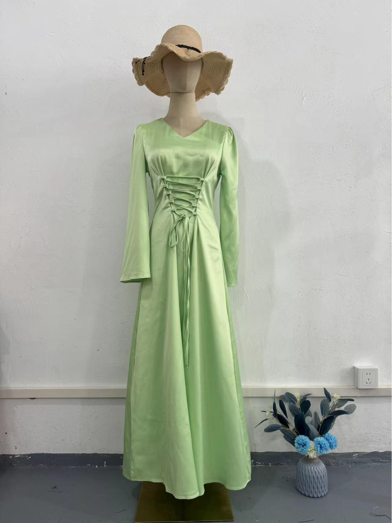 

Весеннее платье 2024 года с V-образным вырезом, бандажной талией, приталенное, с длинным рукавом, для светских львиц XX-Large