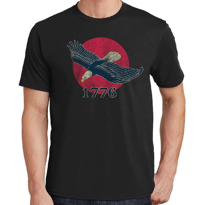Vintage Eagle 1776 T-Shirt Unisex, Distressed Patriotic American Flag Tee, Retro 4th of July USA Shirt