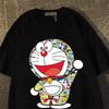 Printed Cartoon Character Short-sleeved T-shirt for Boys and Girls, Made of Pure Cotton, New Style Doraemon Top