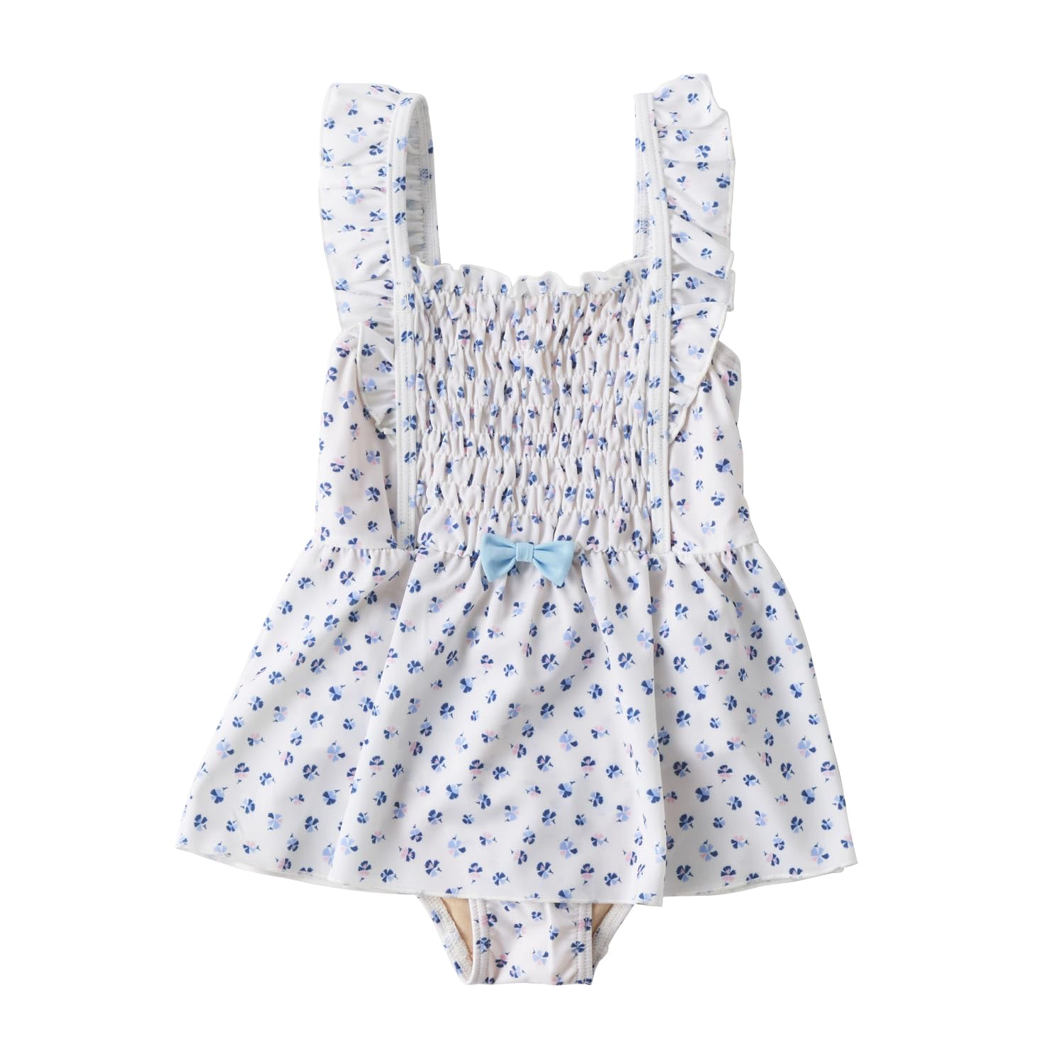

Marie Claire One-Piece Swimsuit with Small Floral Print and Ruffled Shoulders, Off-White, 125702, Girls