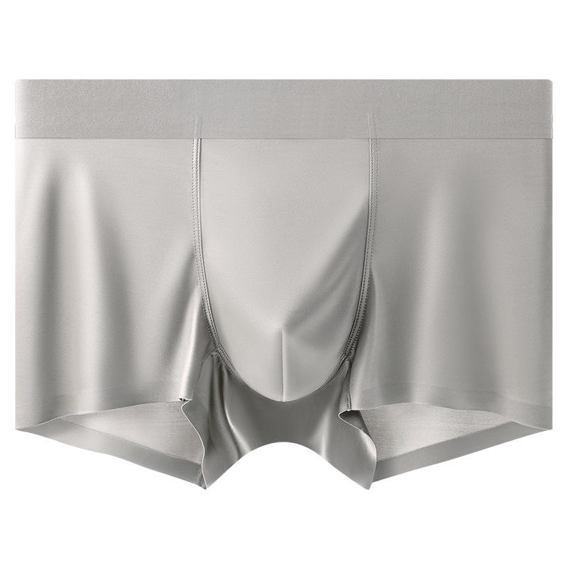 Heren Lichte Luxe Satijnen Ijszijde Boxer Briefs met Antibacteriële Moerbeizijde Kruis