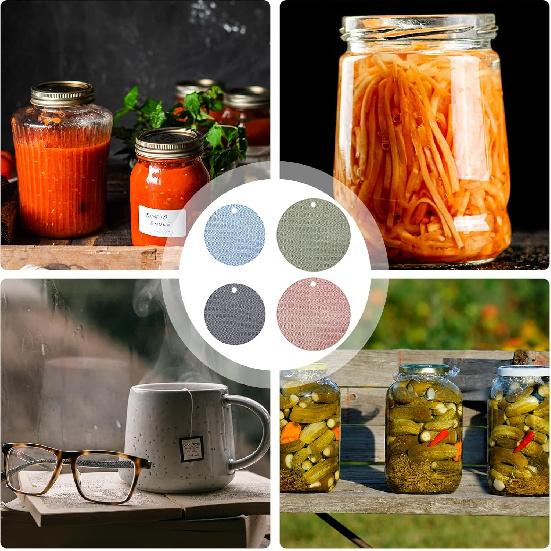 4pcs Silicone Jar Opener Gripper Pad, 5.7 Inch 6.8 Inch Jar Gripper Pad Multi-Purpose Round Honeycomb Jar Opener for Weak Hands Seniors Elderly Kids