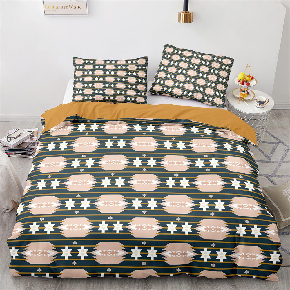 Tribal Duvet Cover Set Secret Tribe Pattern In Bohemian Style Decorative Polyester Bedding Set with Pillowcase King Queen Size