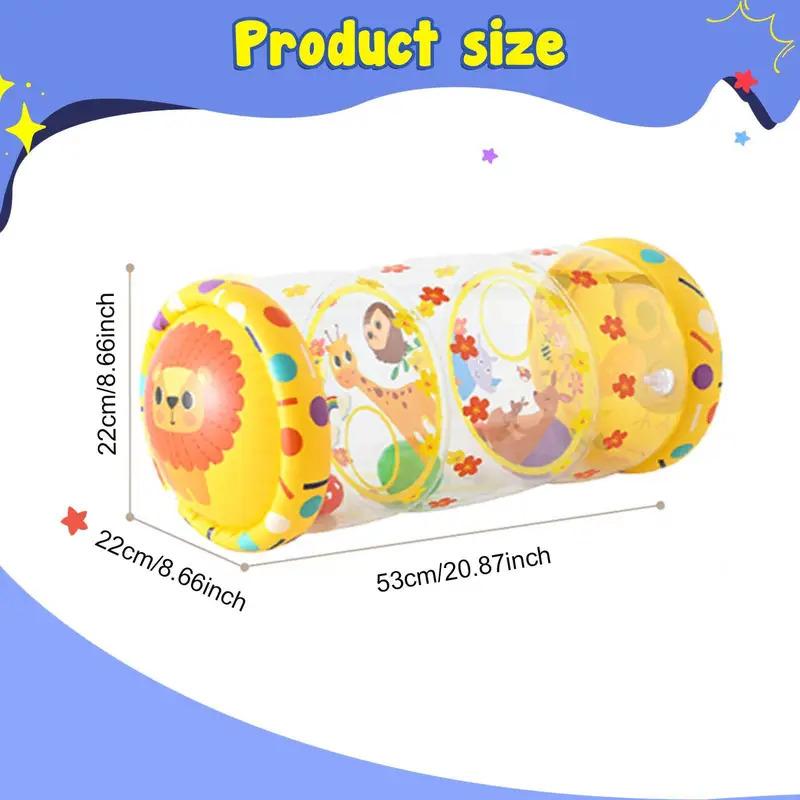 Inflatable Baby Crawl Along Roller with Bell PVC Developmental Practice Toy for Boys Girls Beginners