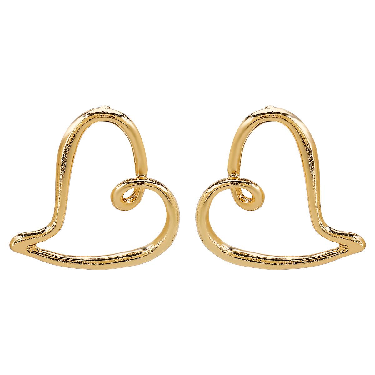 ZA Европейская и американская личность простой сплав полый дизайн сердца ожерелье, универсальные женские серьги на День святого Валентина