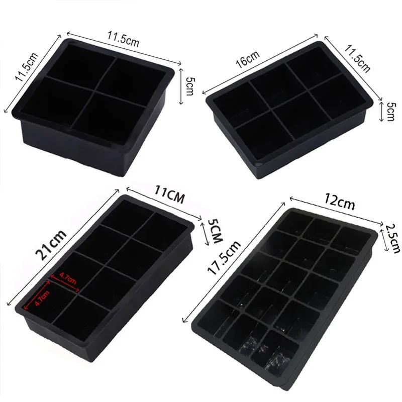 4/6/8/15Grids Silicone Ice Cube Molds Ice Molds Reusable Whiskey Ice Cube Molds Cocktail Freezer DIY Homemade Barware