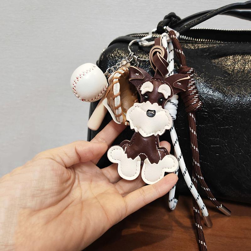 Yogodlns Cute Dog Hangbag Hanging Schnauzer Handmade Braided Rope Bag Pendant Gift Backpack Decorative Accessories