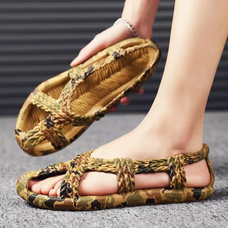 

Retro Personality Summer Sports Sandals For Men Women Vine Woven Rubber Sandalias Soft Comfortable Beach Shoes Open-Toe 2025 43-44 270 MM жовтий