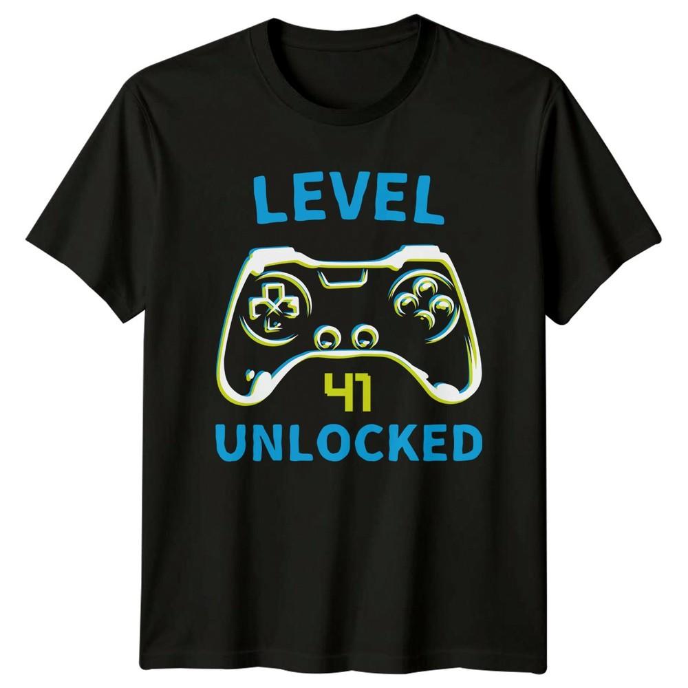Level 41 Unlocked TShirt Gamer Gaming 41st Birthday Gift For Him And Her