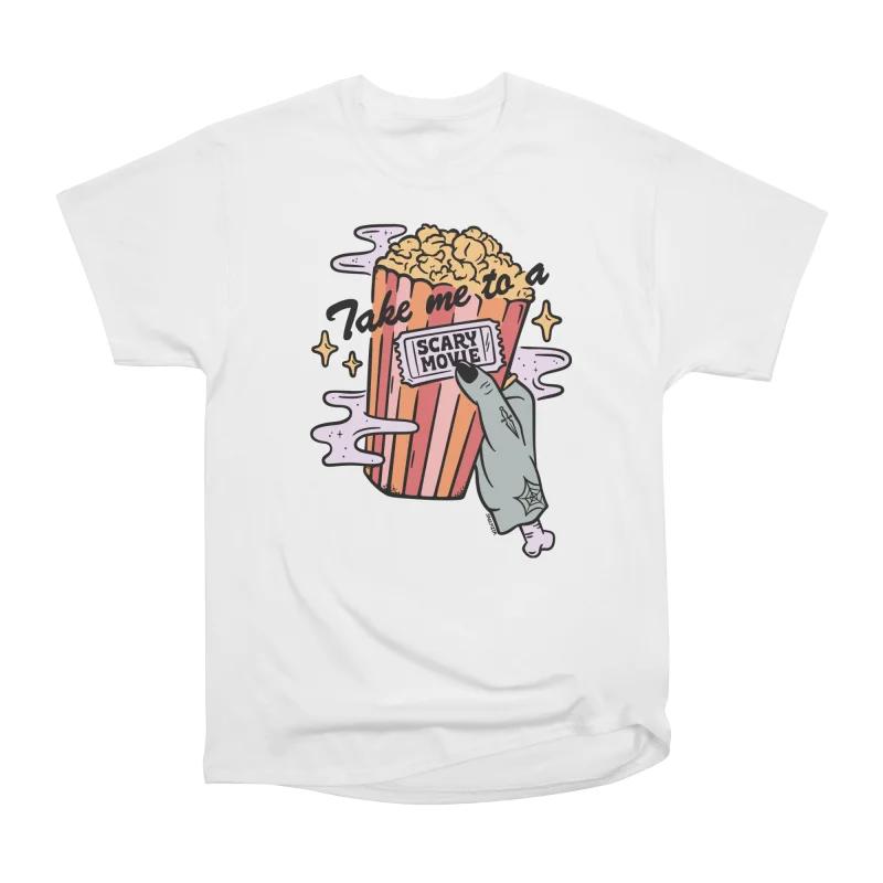 

Men Casual Shirts Short Sleeves TAKE ME TO A SCARY MOVIE White Tees Oversized T-shirts XXXL