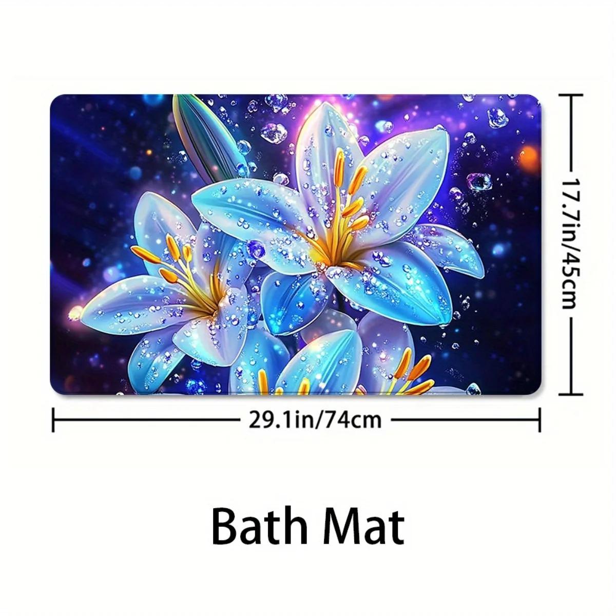 

4pcs Elegant and charming Newest High Quality Shower Curtain with Matching Non-Slip Bath Rugs and Toilet Lid Cover - Blue A