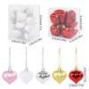 Christmas Plastic Heart Ornaments Hanging Decorations for Xmas Tree Home Festive Party Supplies Love Shape Ornaments with String