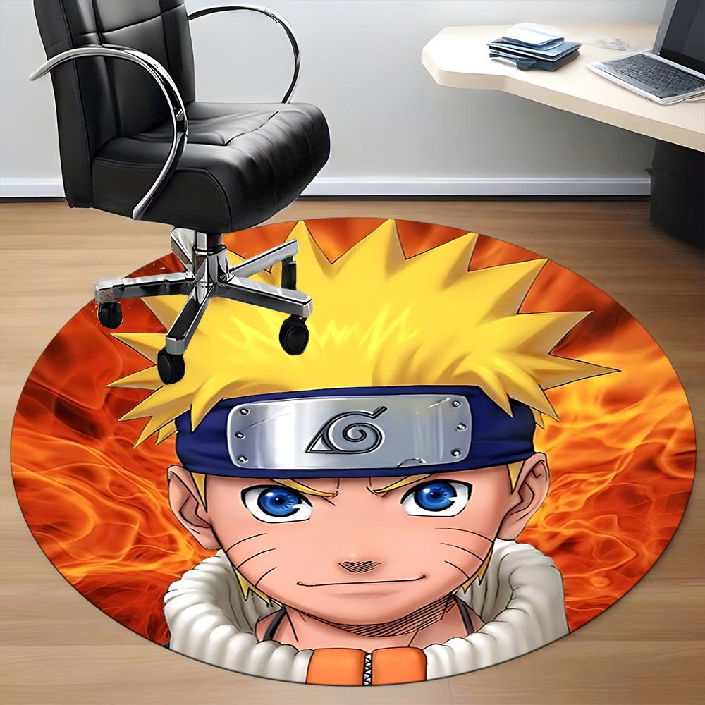 1PC Naruto Office Round Rug, Non-slip, Soft and Durable Office Rug for Interior Decoration, Perfect for Office, Beautiful Decoration