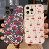 Cute Cherry Bow Silicone Phone Case For iPhone15 16Pro 14 Plus 13 Pro Max Mini 12 11 X XS XR Plus SE 20 Shockproof Soft Cover