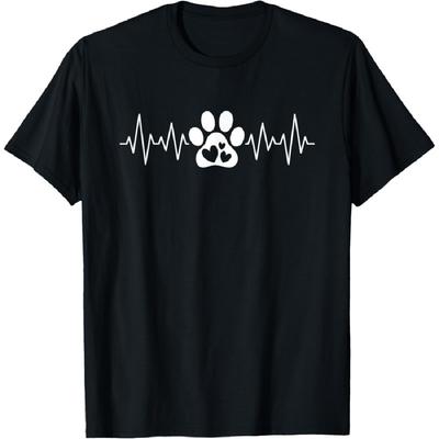 Cute Dog Paw Heartbeat Print Dog Lover Men Women Girls Kids T-Shirt
