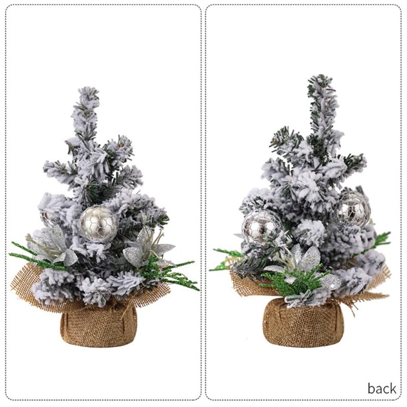 Small Tabletop Festival Display Tree Plush Trimmed Miniature Christmas Tree Festival Table Ornament for Home Decors