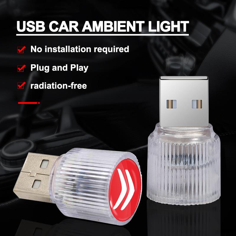 Car USB LED Portable Light Plug Play Ambient Light Decorative Atmosphere Lamps For Citroen C1 C2 C3 C4 C5 C6 C8 C4L DS3 DS4 DS5LS DS6 Accessories