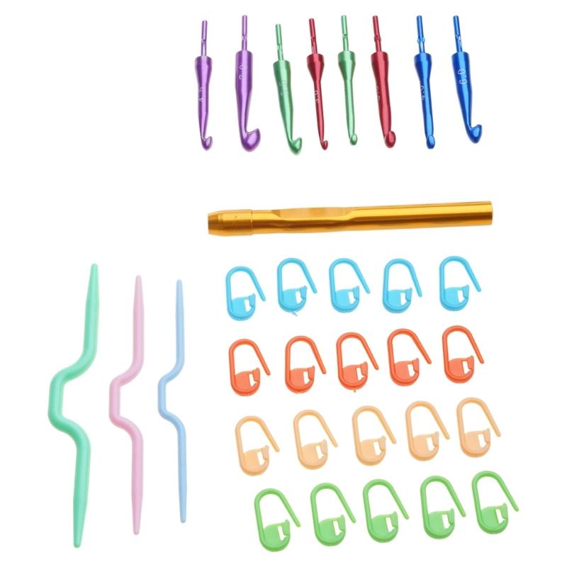 8Pieces Aluminum Circular Knitting Needle Interchangeable Circular Knitting Needle Set for Knitting Sweater Sock Hat