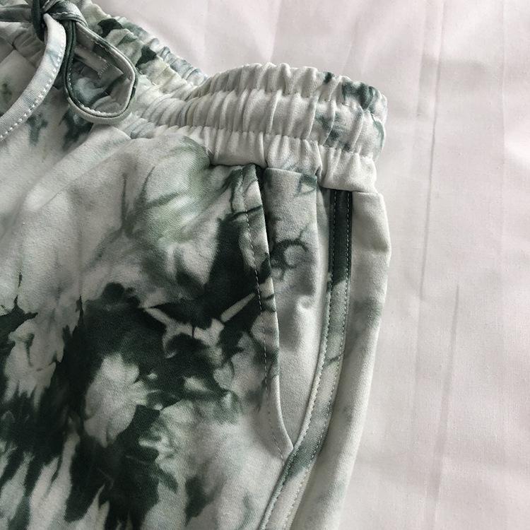 Pantaloni scurți casual de damă cu picioare largi, vopsiți în cravată, vara 2025