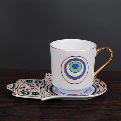 Mystische, vergoldete Porzellantasse mit Untertasse, kreativ bemalte Kaffeetasse, Milchbecher für den Esstisch, Teetasse für Nachmittagstee, Fruchtsaftbecher